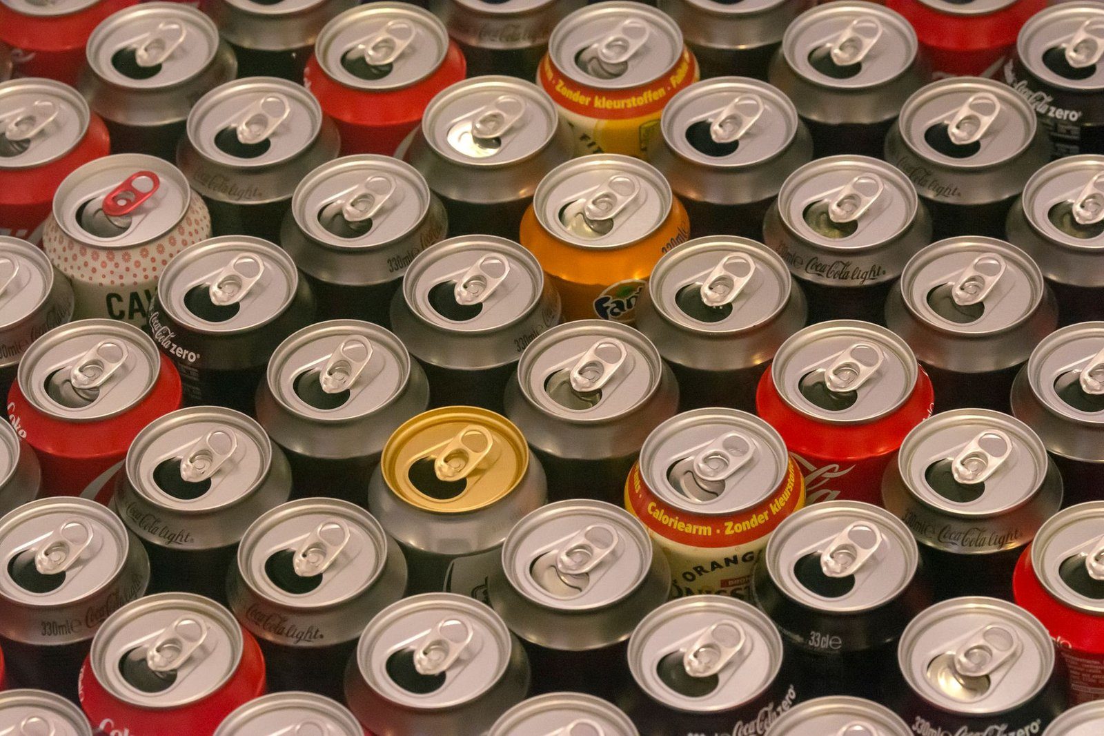 Cans of energy drink, a common source of 200 mg or more of caffeine in a single serving