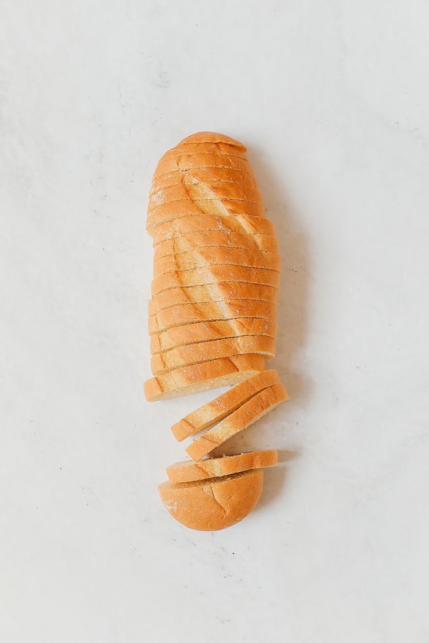 Slices of soft white bread, a refined starch that digests quickly and sits in the high glycemic index band